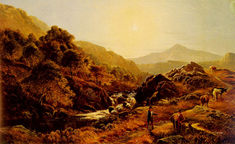 Figures On A Path By A Rocky Stream. Sidney Richard Percy