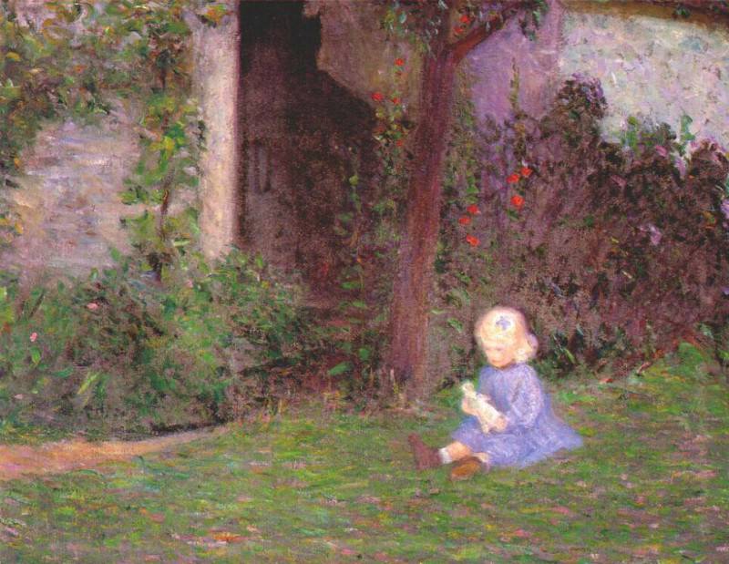 Девчушка в саду с каменными стенами, Живерни. Лила Кэбот Перри