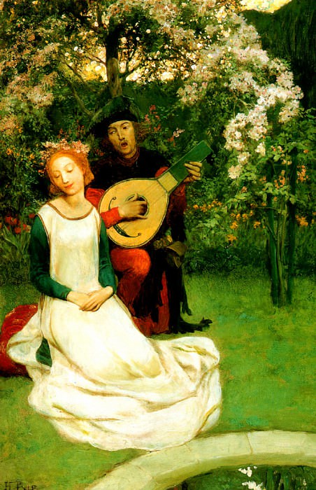 Он пел для нее, когда они сидели в саду, 1904. Говард Пайл
