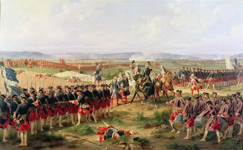 Battle of Fontenoy 11 May 1745: the French and Allies confronting each other. Felix Philippoteaux