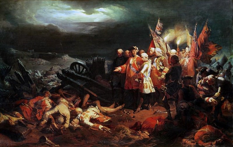 Людовик XV (1710-1774) посещает поле боя Фонтеной в мае 1745. Феликс Филиппото