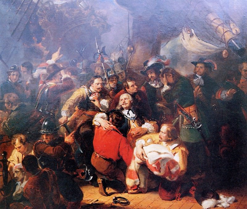 Admiral de Ruyter mortally wounded. Nicolaes Pieneman
