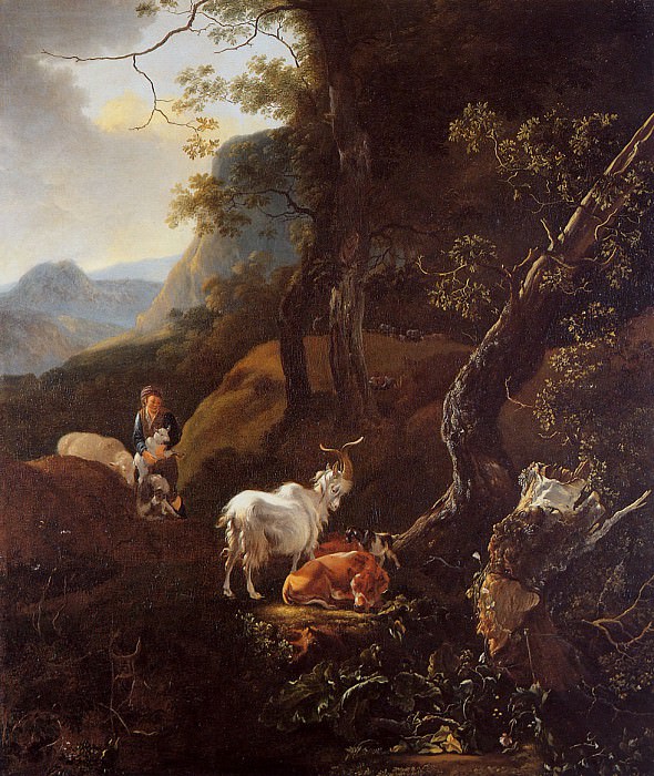 Молодой пастух со скотом. Адам Пайнакер