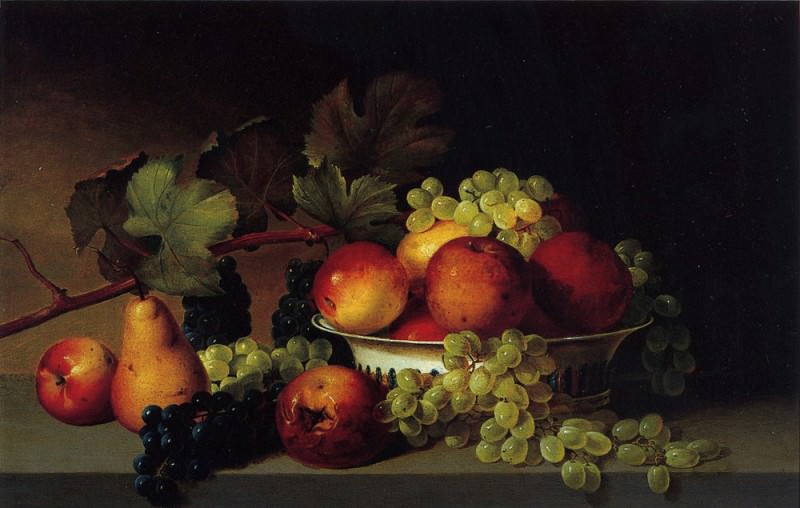 Натюрморт с яблоками, виноградом и грушей, 1822-25. Джеймс Пил