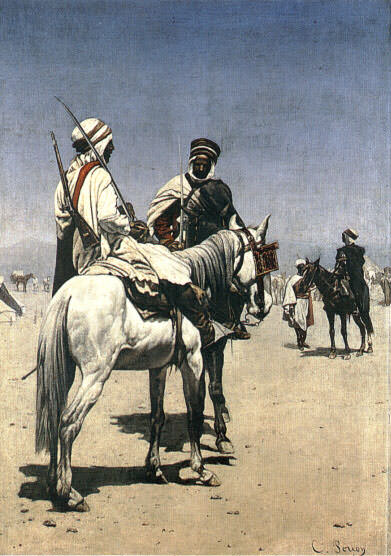 Arab Men On Horseback. Charles Louis Porion