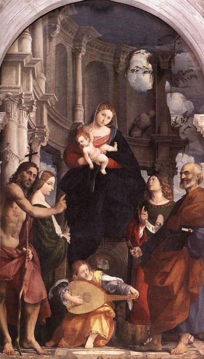 Madonna And Child Enthroned With Saints. Pordenone (Giovanni Antonio de Sacchis)