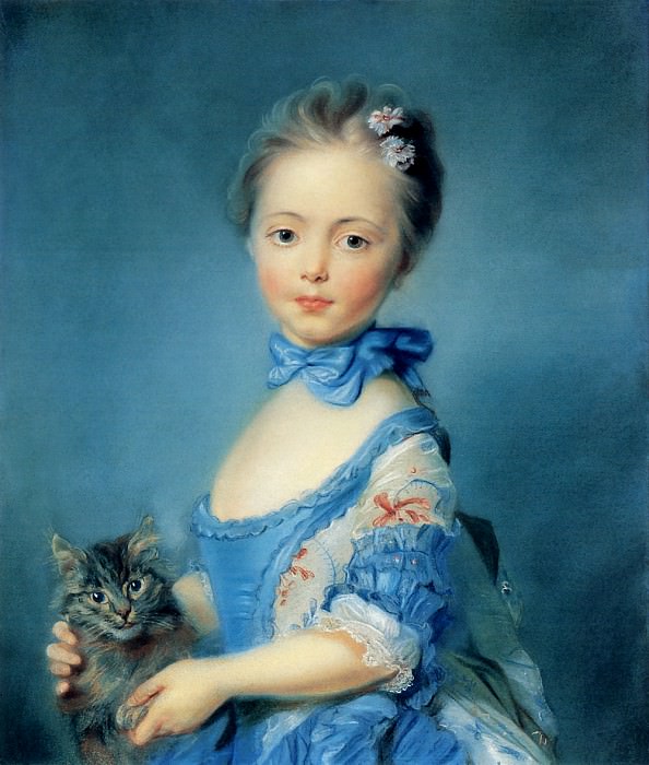 A Girl with a Kitten. Jean-Baptiste Perronneau