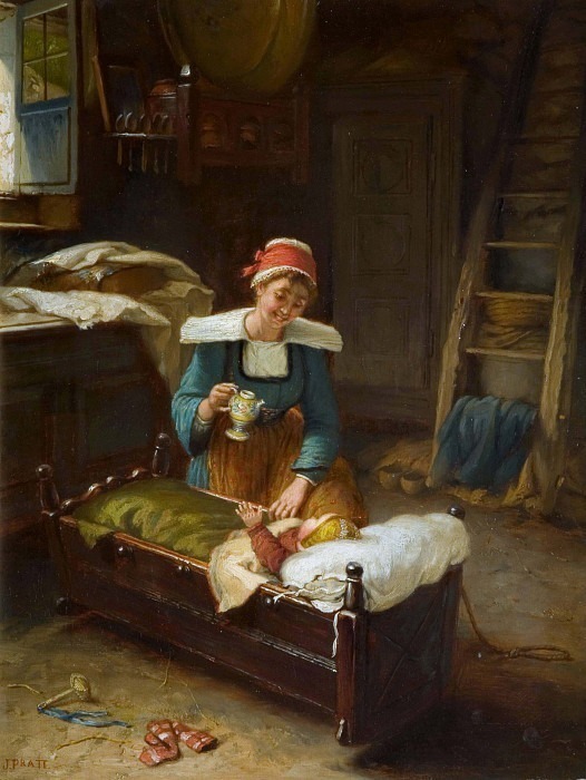 Interior with Mother and Child. Jonathan (Jonathon) Pratt