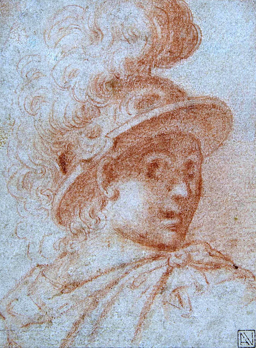 Bust of a Warrior Wearing a Plumed Helmet, Looking Toward Spectator Over His Right Shoulder. Camillo Procaccini