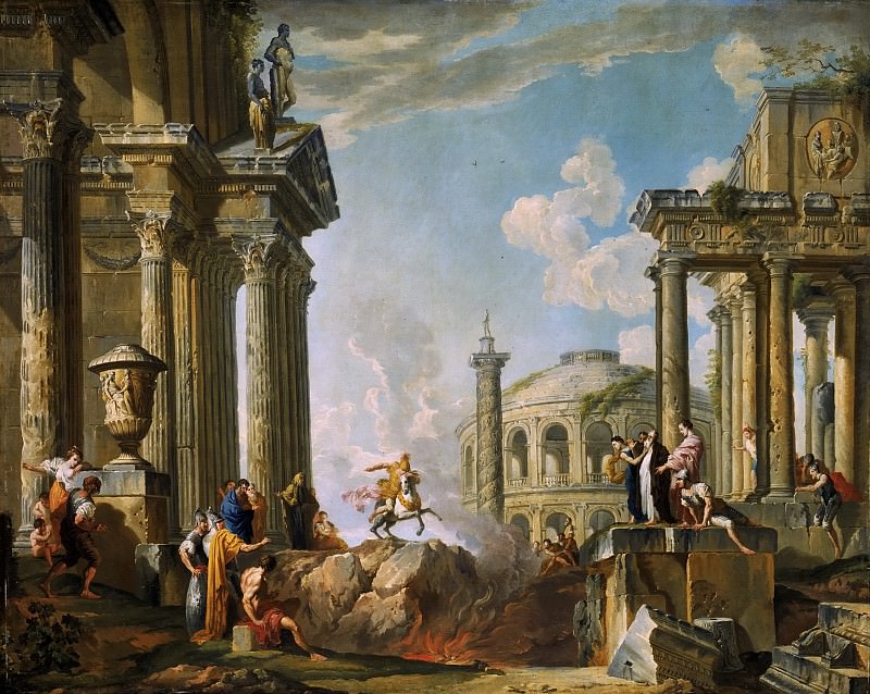 The Death Leap of Marcus Curtius. Giovanni Paolo Panini