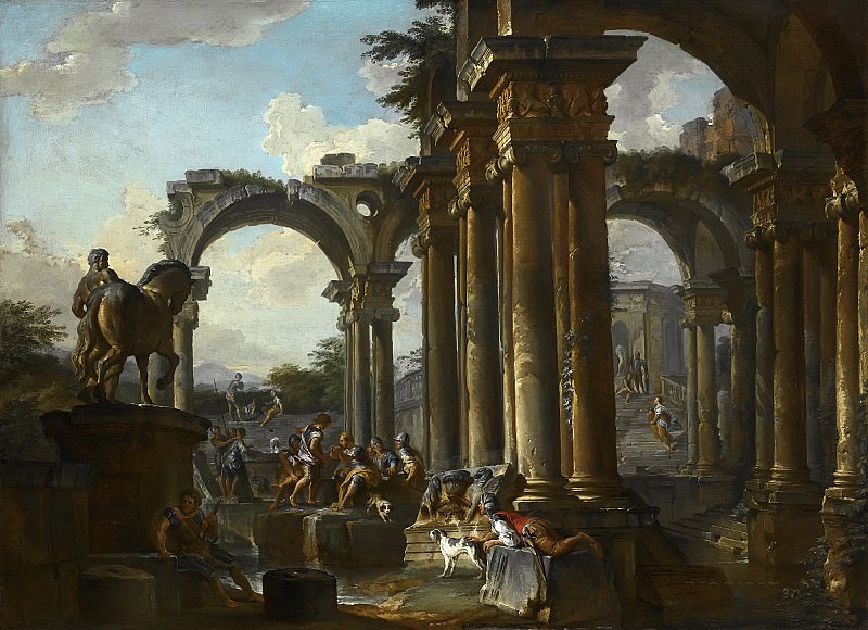 Capriccio with figures. Giovanni Paolo Panini