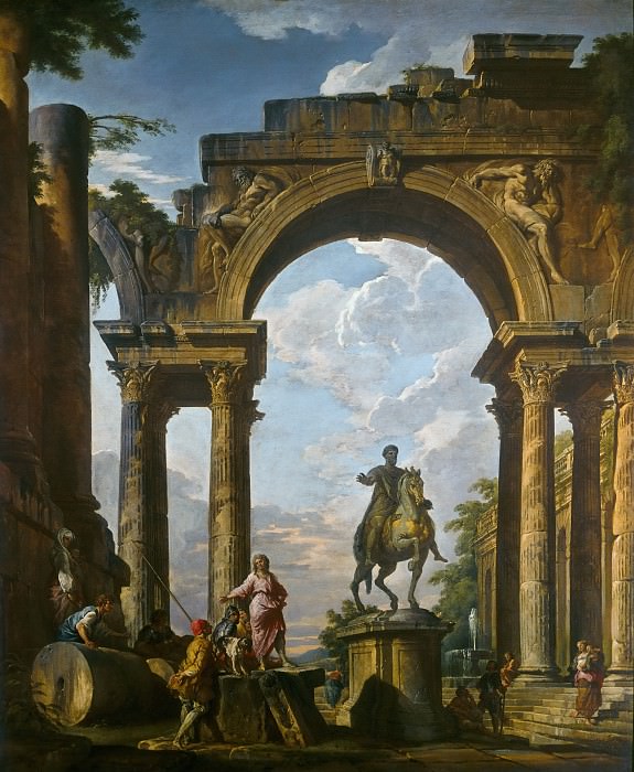 Ruins with the Statue of Marcus Aurelius. Giovanni Paolo Panini