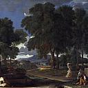 Landscape with a Man washing his Feet at a Fountain, Nicolas Poussin