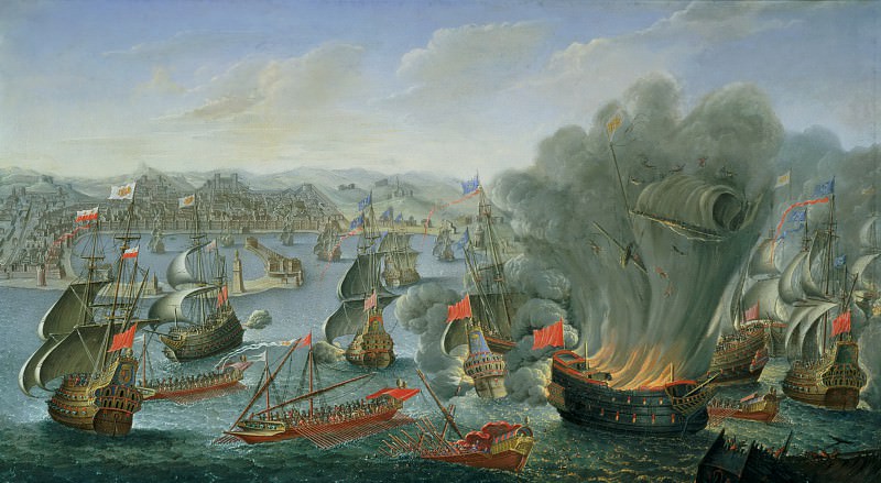 Морское сражение с испанским флотом. Пьер Пюже
