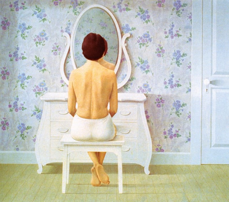 Женщина у комода с зеркалом. Кристофер Пратт