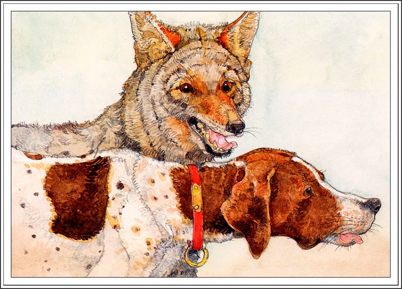 Волк и домашняя собака. Джерри Пинкни