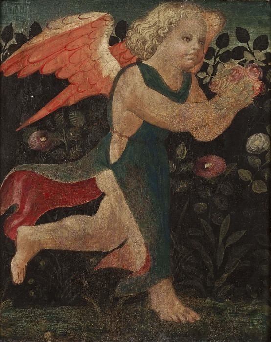 Putto in front of a Hedge of Roses. Pesellino (Francesco di Stefano) (Manner of)
