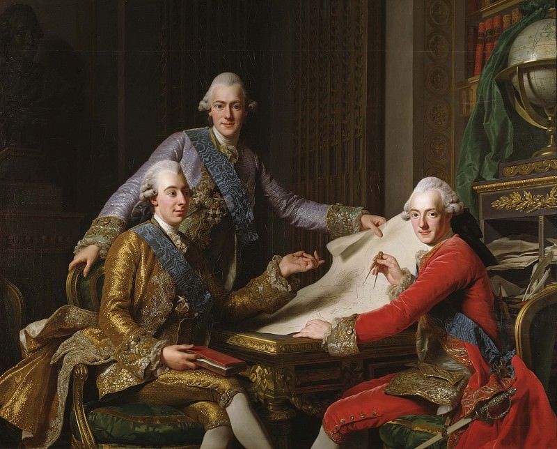 Король Швеции Густав III и его братья. Александр Рослин