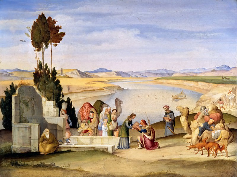 Rebecca and Eliezer at the Well. Johann Anton Ramboux