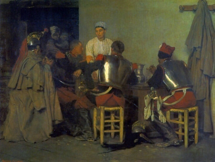 Cuirassiers at the Tavern. Guillaume Regamey