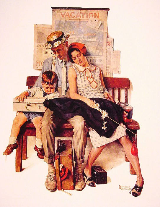 Family Home From Vacation. Norman Rockwell