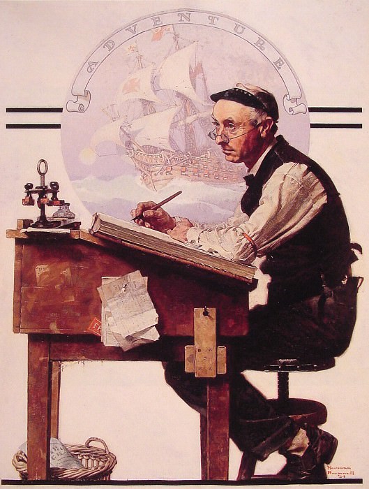 Daydreaming Bookeeper. Norman Rockwell