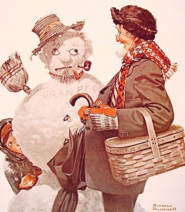 Grandfather and Snowman. Norman Rockwell