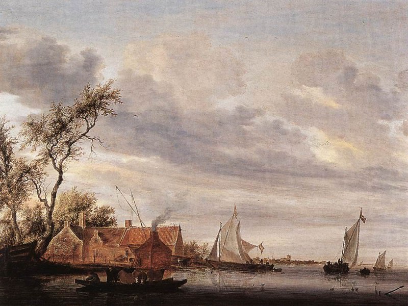 River Scene with Farmstead WGA. Salomon Van Ruysdael