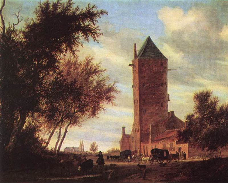 Tower at the Road WGA. Саломон ван Рейсдаль