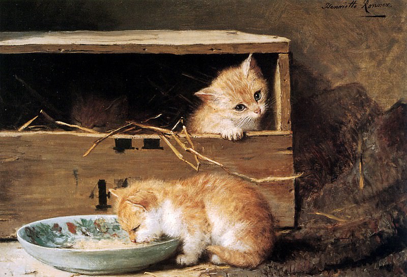 Два котенка в укрытии. Генриетта Роннер-Книп