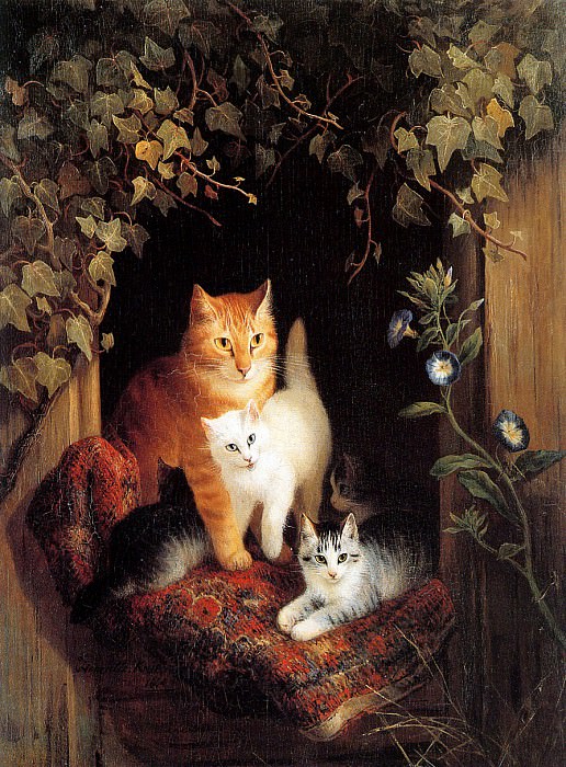Nest with kittens. Henriette Ronner-Knip