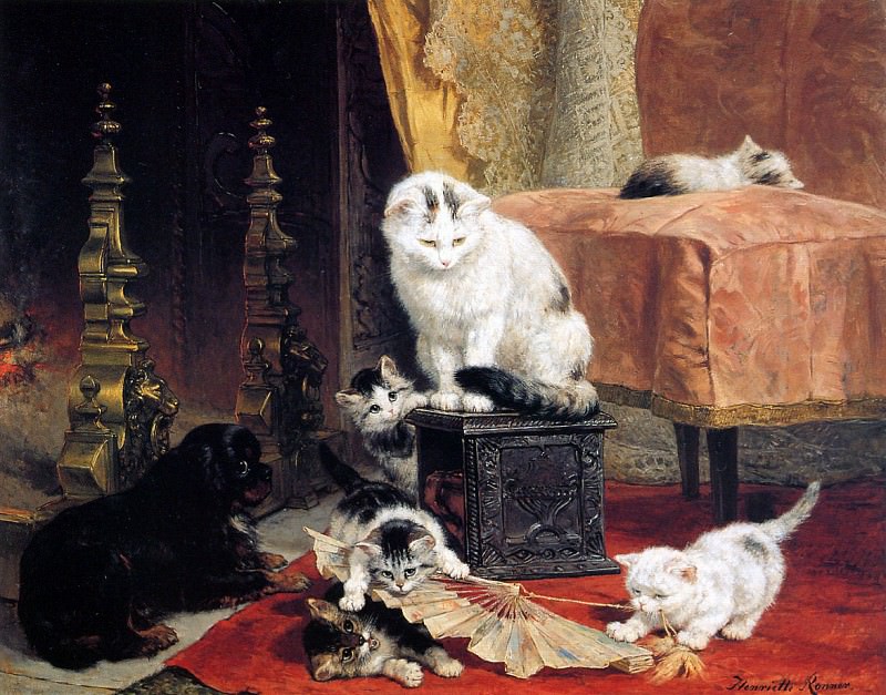 Kittens Playing With A Fan. Henriette Ronner-Knip