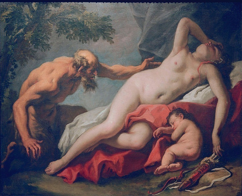 Сатир подкарауливший Венеру и Купидона. Себастьяно Риччи