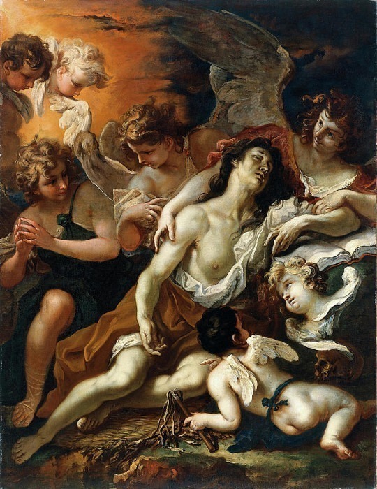 Mary Magdalen conforted by Angels. Sebastiano Ricci