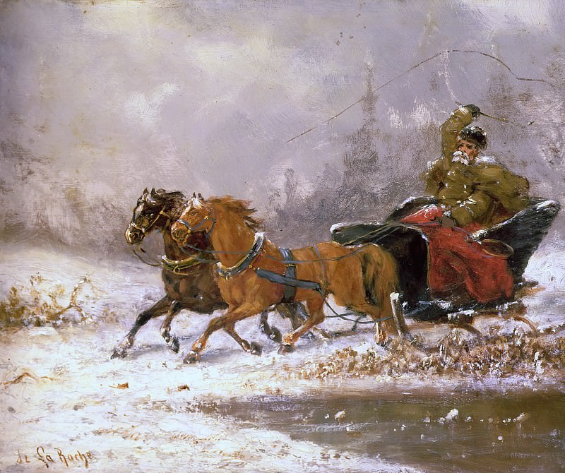 Returning Home in Winter. Charles Ferdinand De La Roche
