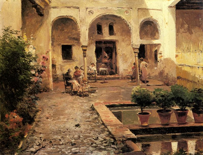 Garcia Y Rodriguez Manuel Figures In A Spanish Courtyard. Мануэль Гарсия Й Родригес