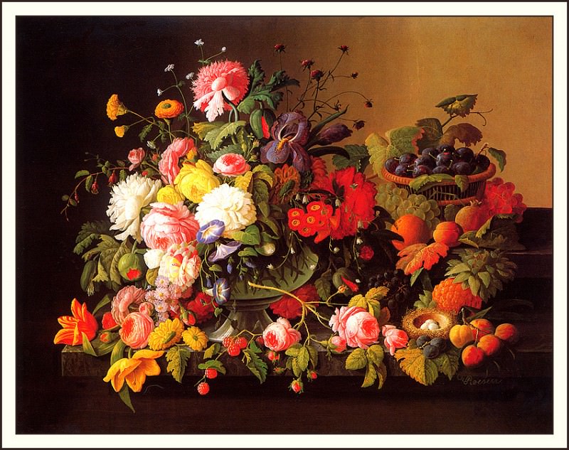 bs-flo- Severin Roesen- Still Life- Flowers And Fruit-02. Severin Roesen