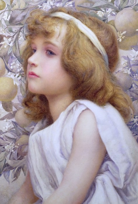 Girl With Apple Blossom. Henry Ryland