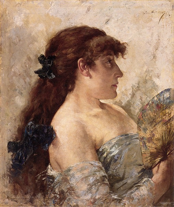 Rysselberghe Poprrait of a Lady with a Fan. Тео Ван Рыссельбург