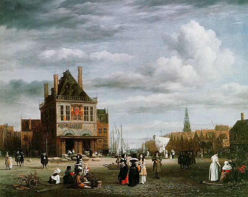 Ruisdael van Jacob View on the Dam and Damrak in Amsterdam Sun. Якоб ван Рёйсдал