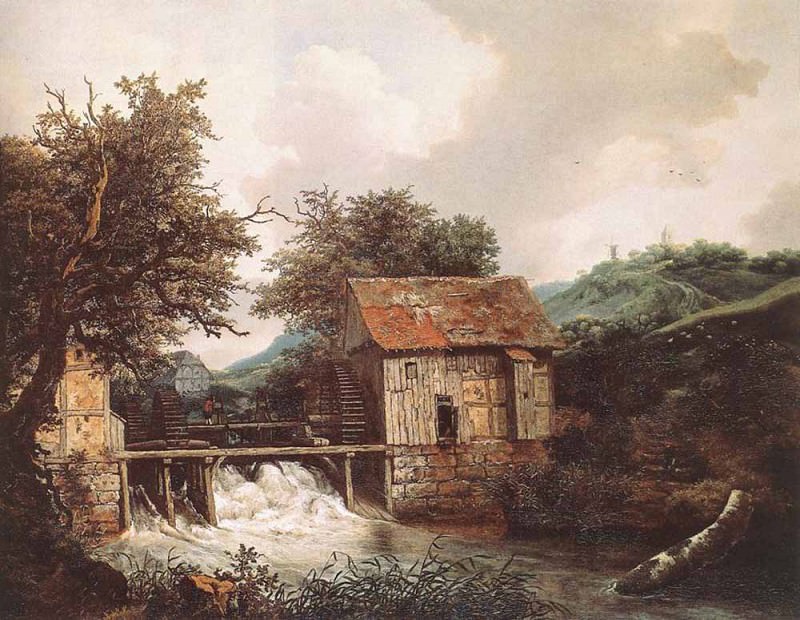 RUISDAEL Jacob Isaackszon van Two Watermills And An Open Sluice Near Singraven. Jacob Van Ruisdael
