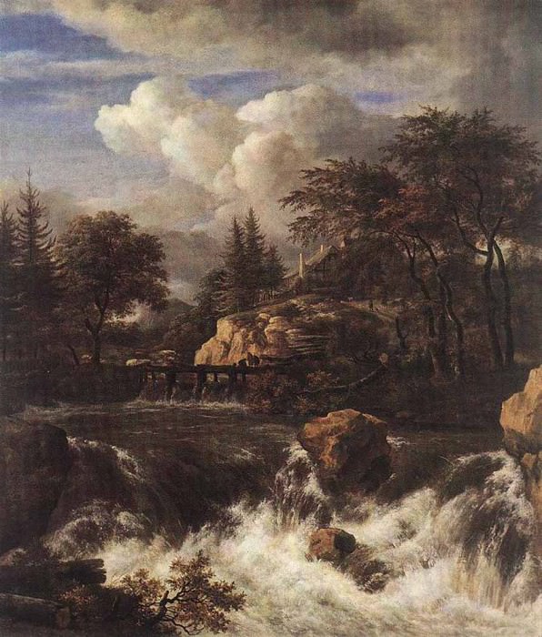 RUISDAEL Jacob Isaackszon van Waterfall IN A Rocky Landscape. Jacob Van Ruisdael