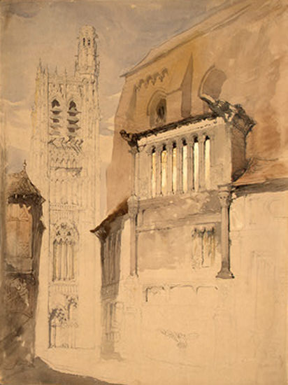 Ruskin John Tower of the Cathedral at Sens c. 1845. Джон Рескин