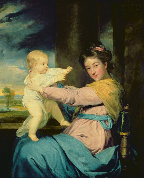 Portrait of Caroline, Duchess of Marlborough with her daughter Lady Caroline Spencer. Joshua Reynolds