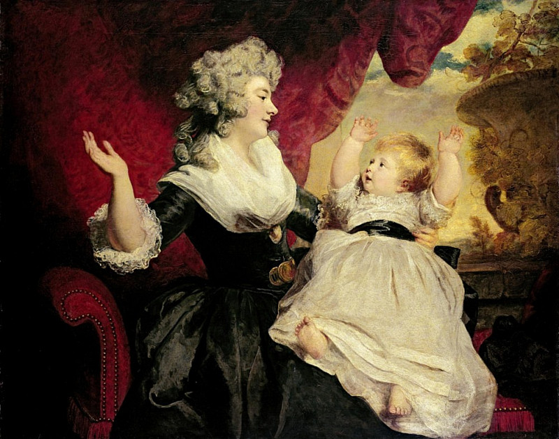 Georgiana, Duchess of Devonshire with her infant daughter Lady Georgiana Cavendish. Joshua Reynolds