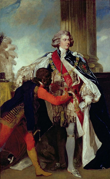 George IV when Prince of Wales with a negro page. Joshua Reynolds
