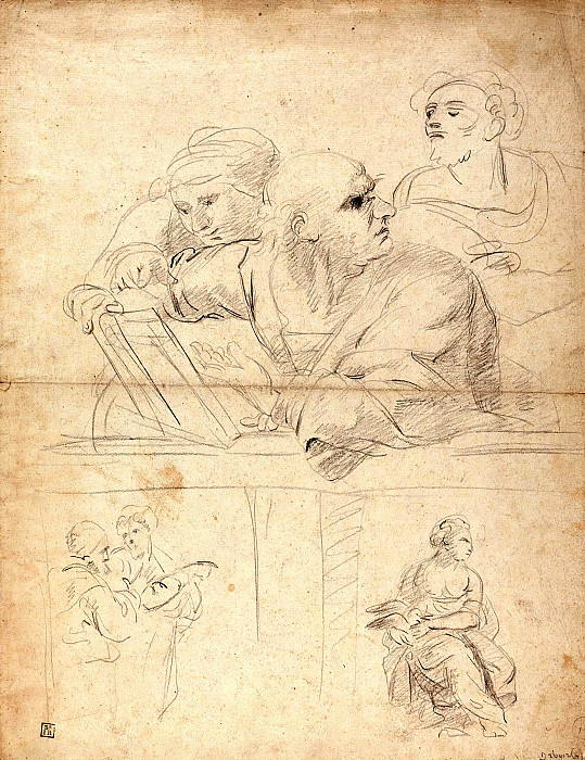 Sheet of Figure Studies from Raphael’s Disputation.. Joshua Reynolds