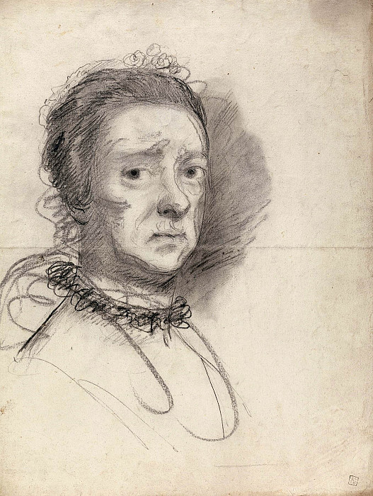 Head of an elderly lady; studies from Raphael’s Disputation. Joshua Reynolds