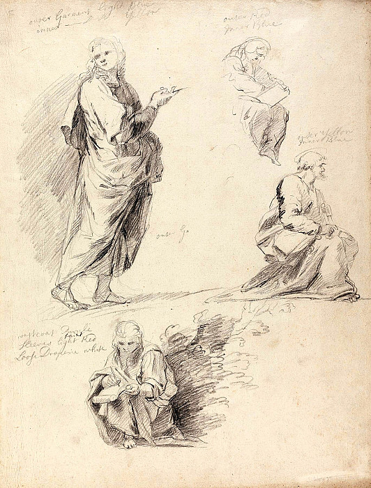 Sheet of Figure Studies from Raphael’s Disputation , Joshua Reynolds