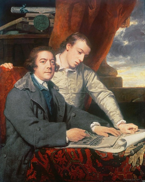 Portrait of James Paine, architect, and his son James. Joshua Reynolds